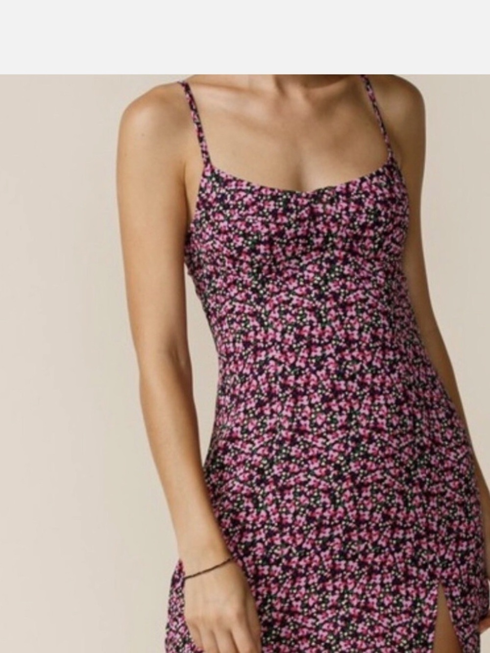 Sky To Moon - magenta/black Floral Mini Dress with Back Cut Out - Medium